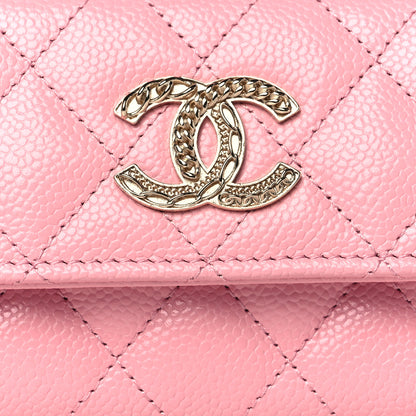 Chanel Caviar Quilted Multi Chain CC Flap Card Holder Pink 9 of 10