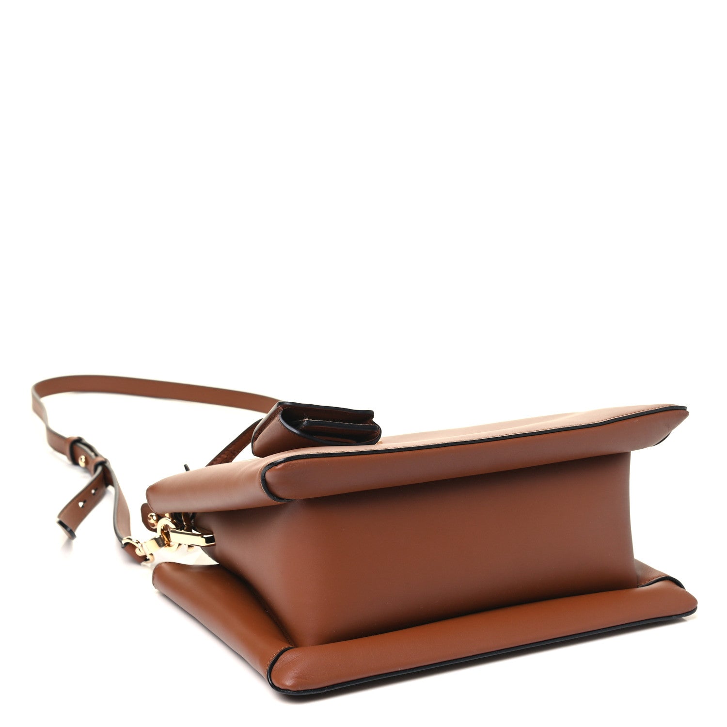 Prada New Calfskin Small Deux Shoulder Bag Cognac 3 of 4