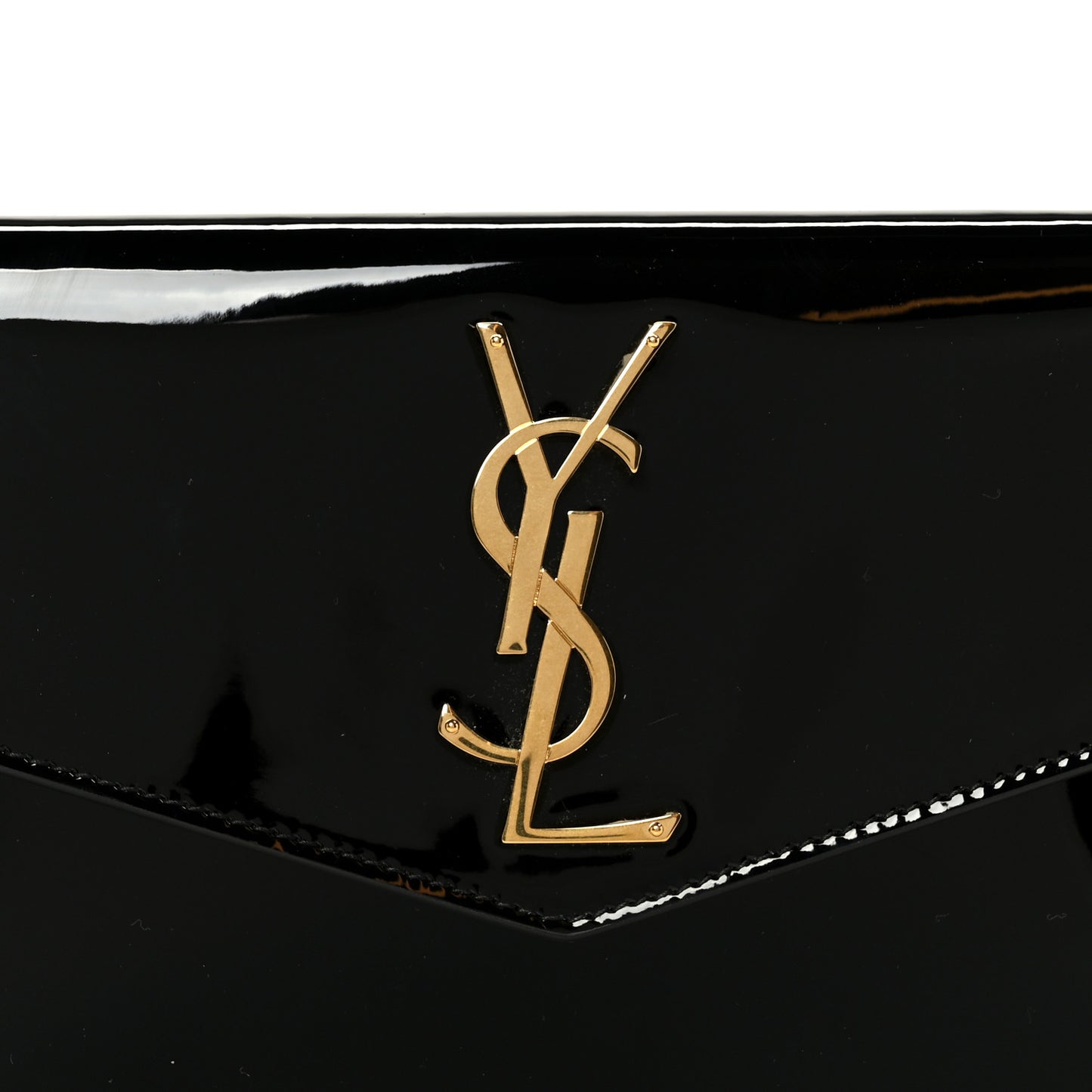 Patent Calfskin Monogram Uptown Clutch Black