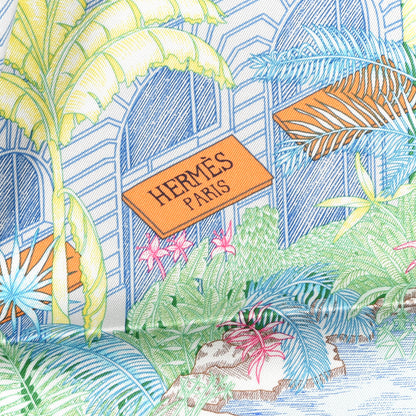 Hermes Silk Twill Faubourg Tropical Scarf 90 Bleu Vert Jaune 2 of 5