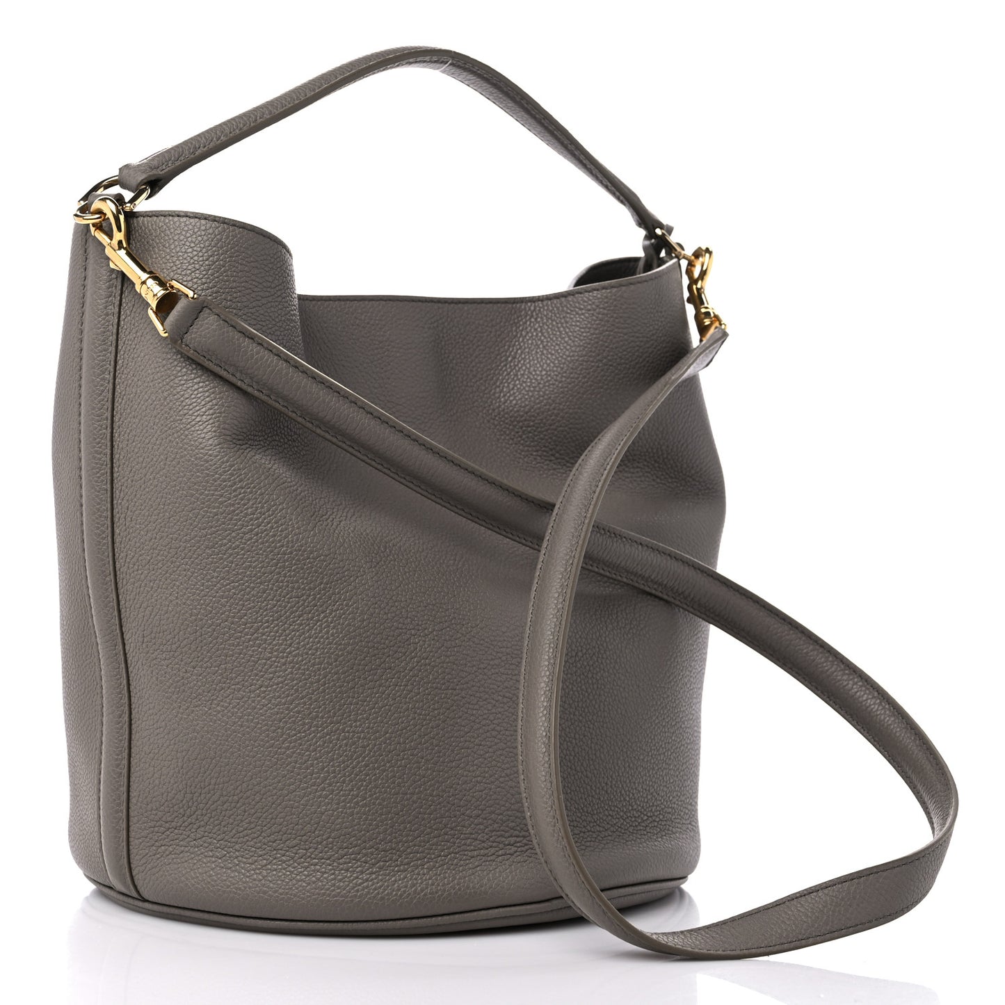 Supple Grained Calfskin Bucket 16 Bag Pebble