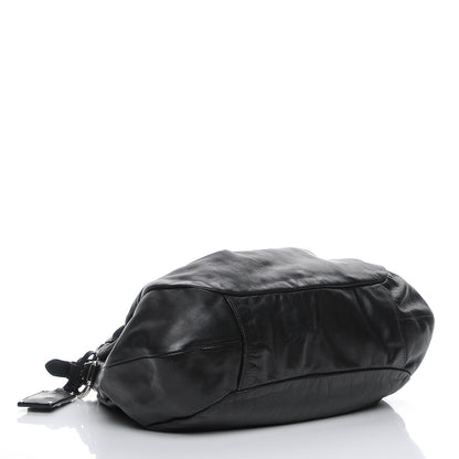 Prada Soft Calf Pleated Hobo Nero Black 7 of 13