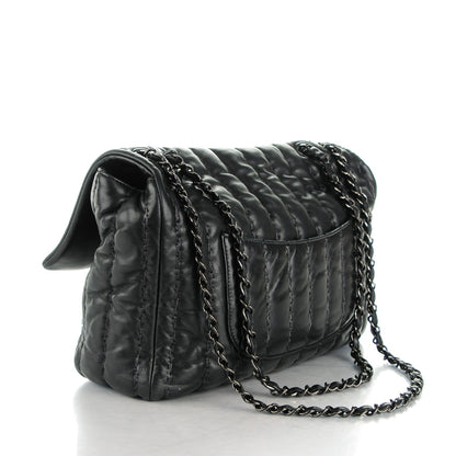 Chanel Lambskin Vertical Stitch Jumbo Single Flap Black 3 of 10