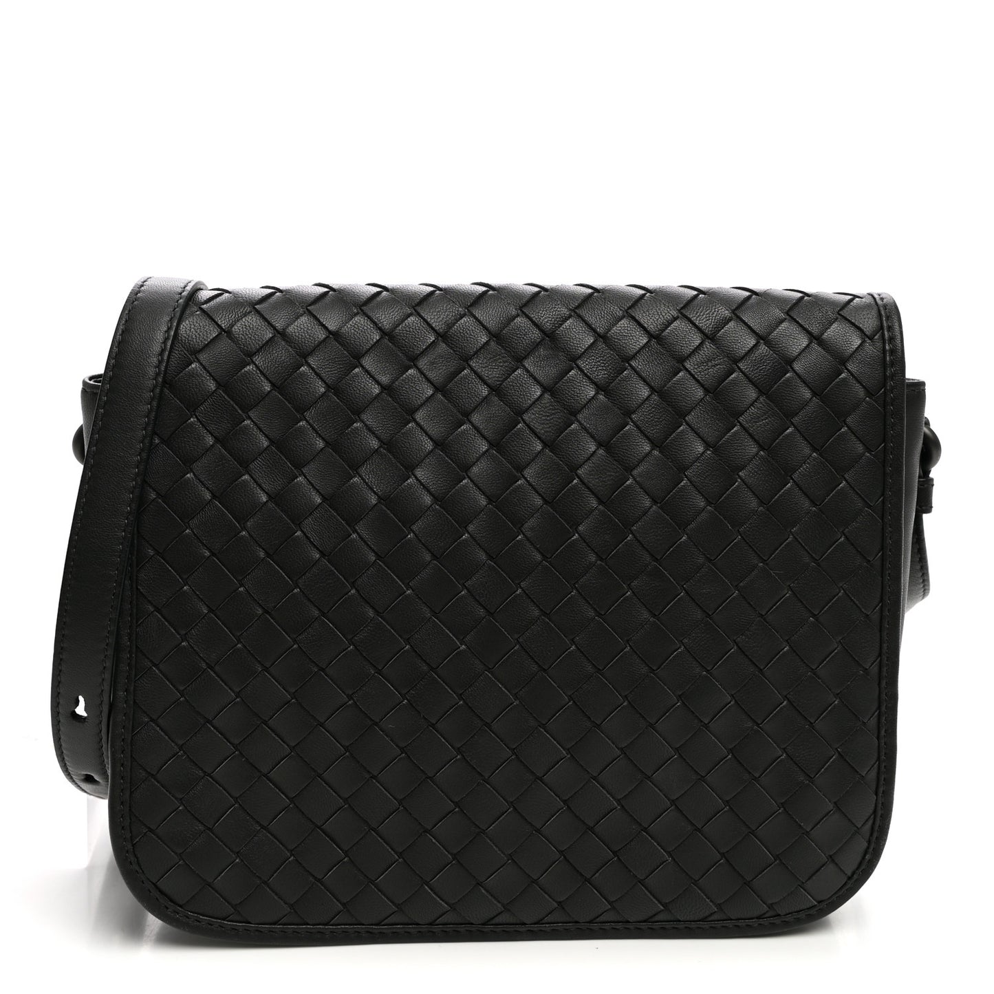 Nappa Intrecciato Crossbody Messenger Flap Black