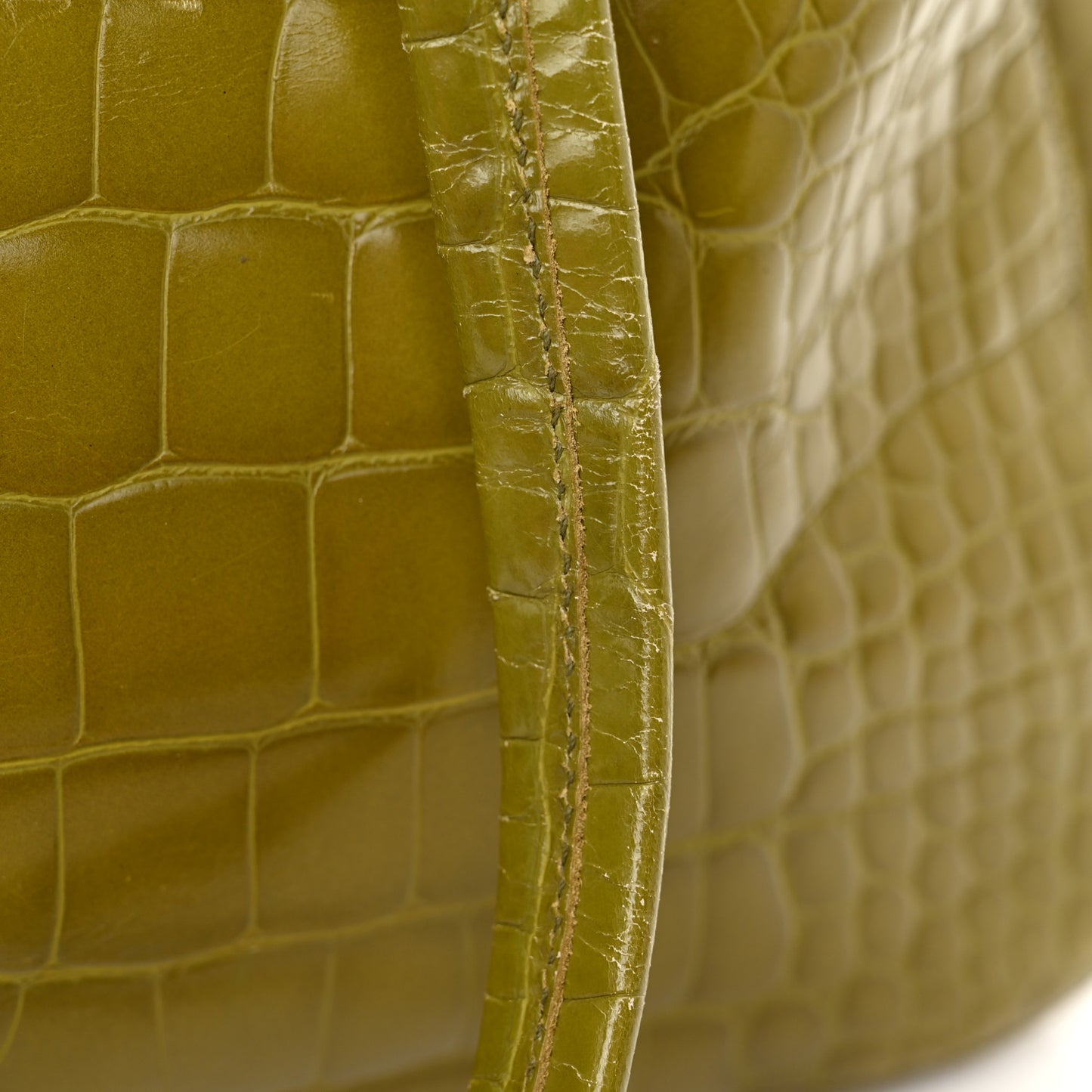 Calfskin Embossed Crocodile Bauletto Bag Green