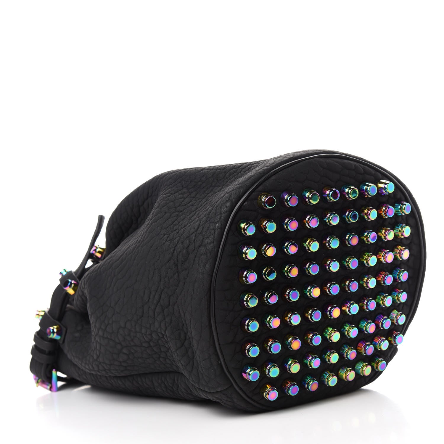 Alexander Wang Pebbled Lambskin Diego Bucket Black Iridescent Hardware 4 of 10