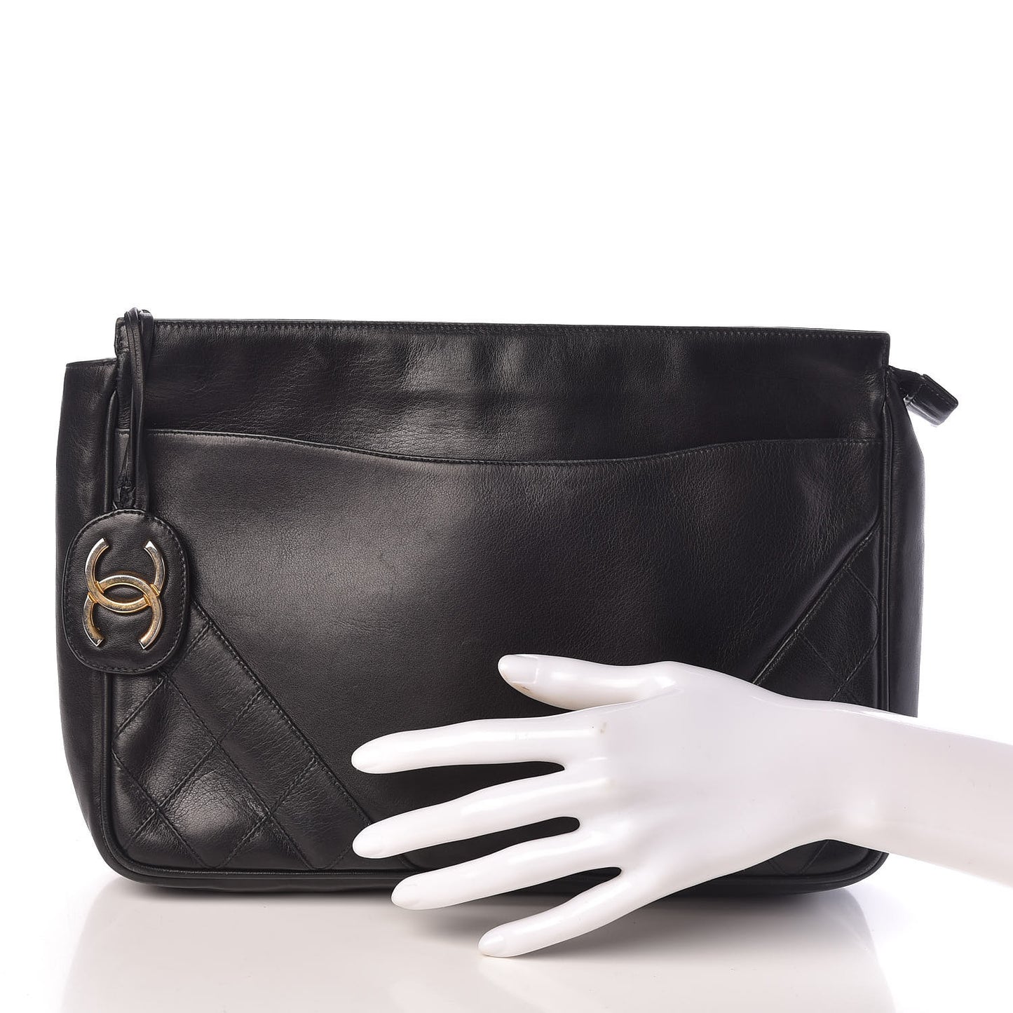 Lambskin Quilted Clutch Black