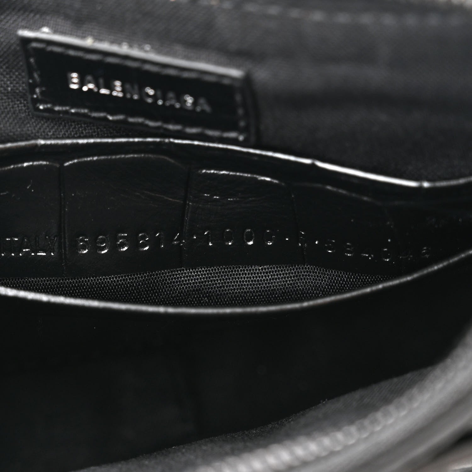 Balenciaga Extra Supple Calfskin Crystal Crocodile Embossed Le Cagole Mini Purse With Chain Black 8 of 12