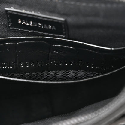 Balenciaga Extra Supple Calfskin Crystal Crocodile Embossed Le Cagole Mini Purse With Chain Black 8 of 12