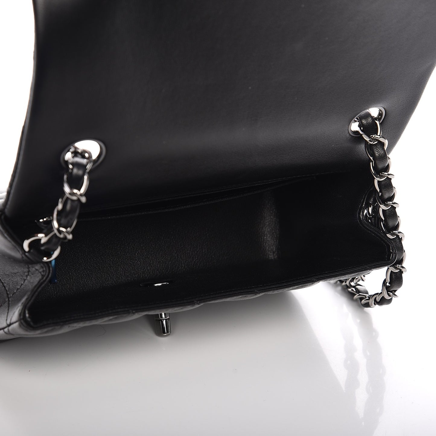 Lambskin Quilted Mini Rectangular Flap Black