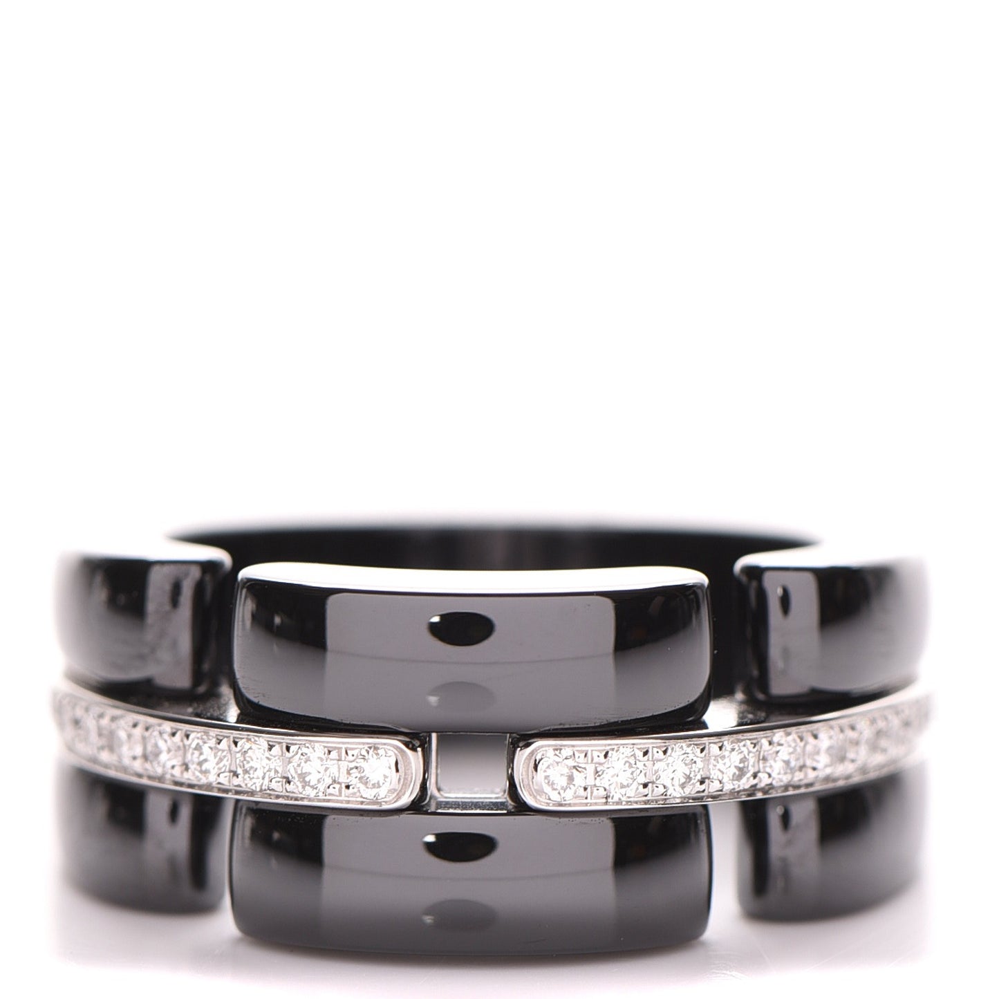 18K White Gold Diamond Ceramic Medium Ultra Ring 57 8 Black