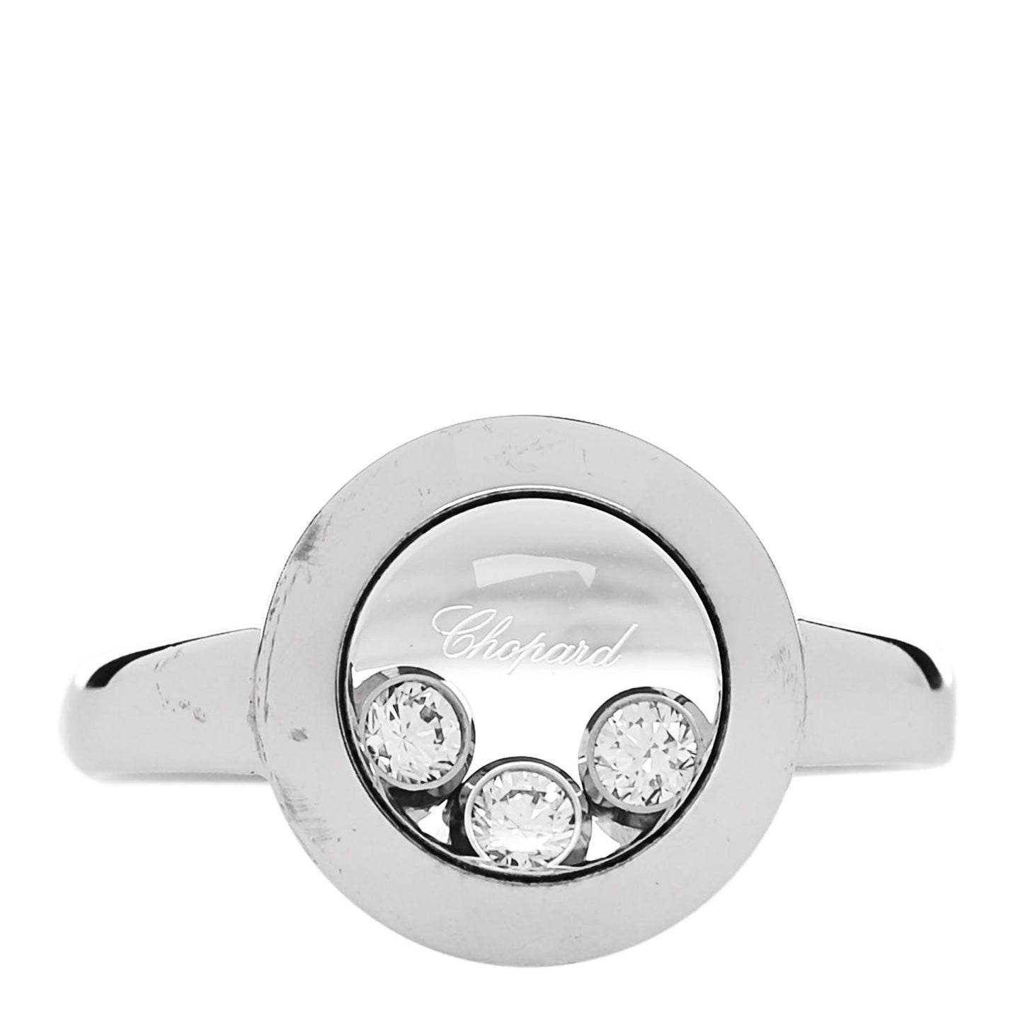 18K White Gold 3 Happy Diamond Icons Ring 48 4.5
