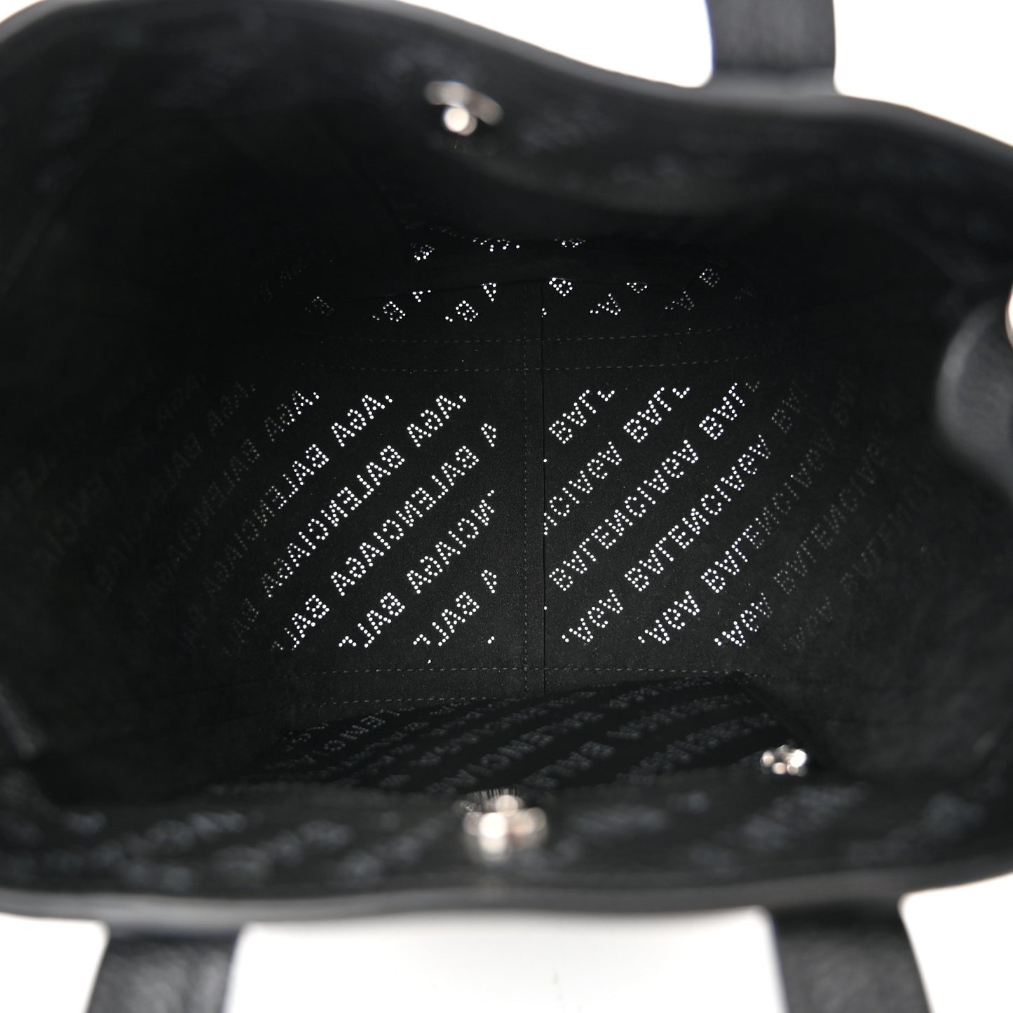 Grained Calfskin Logo Perforated XS Everyday North South Shoulder Tote Bag Black