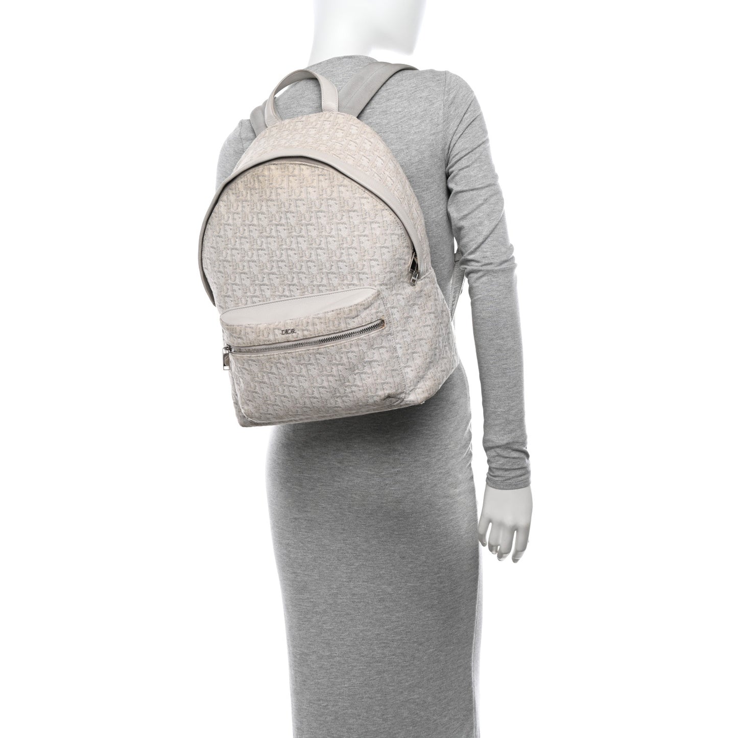 Oblique Calfskin Rider Backpack Beige