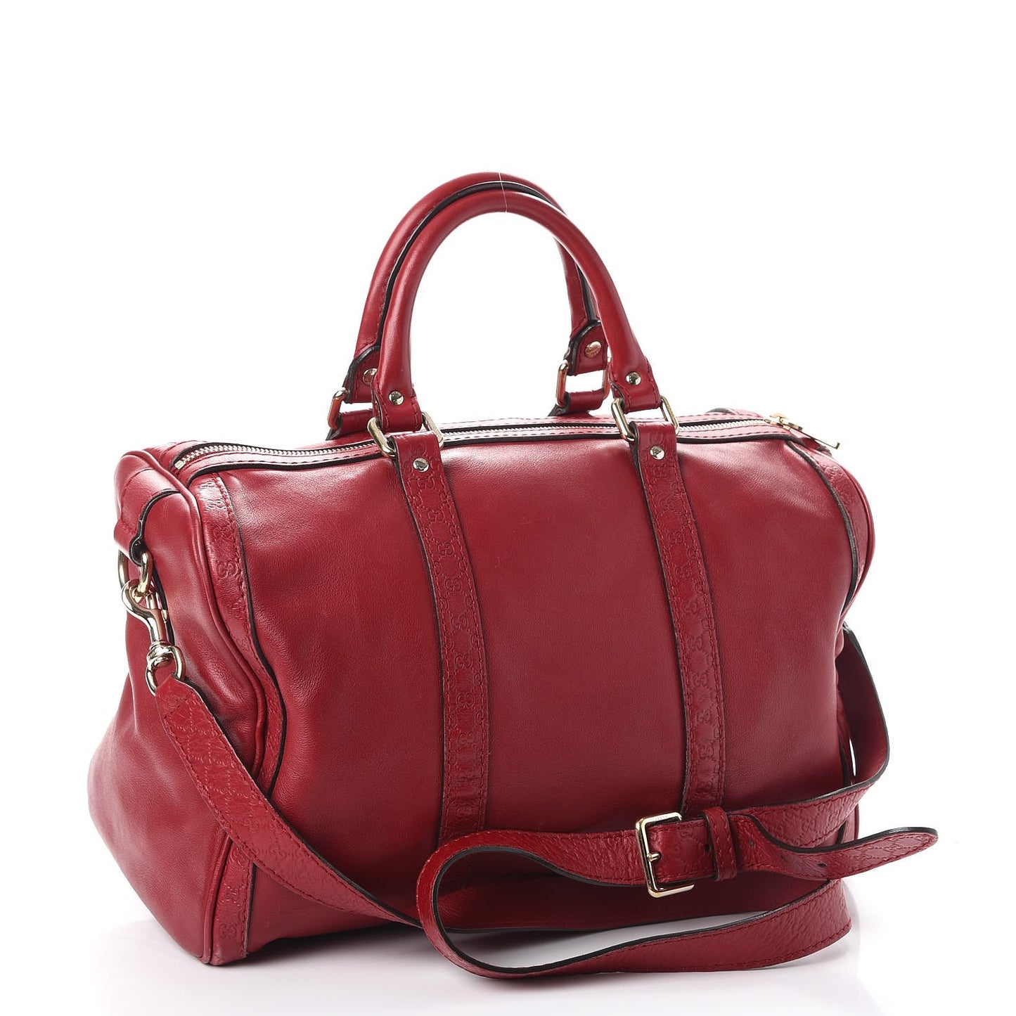 Calfskin Microguccissima Trim Medium Boston Raspberry Red