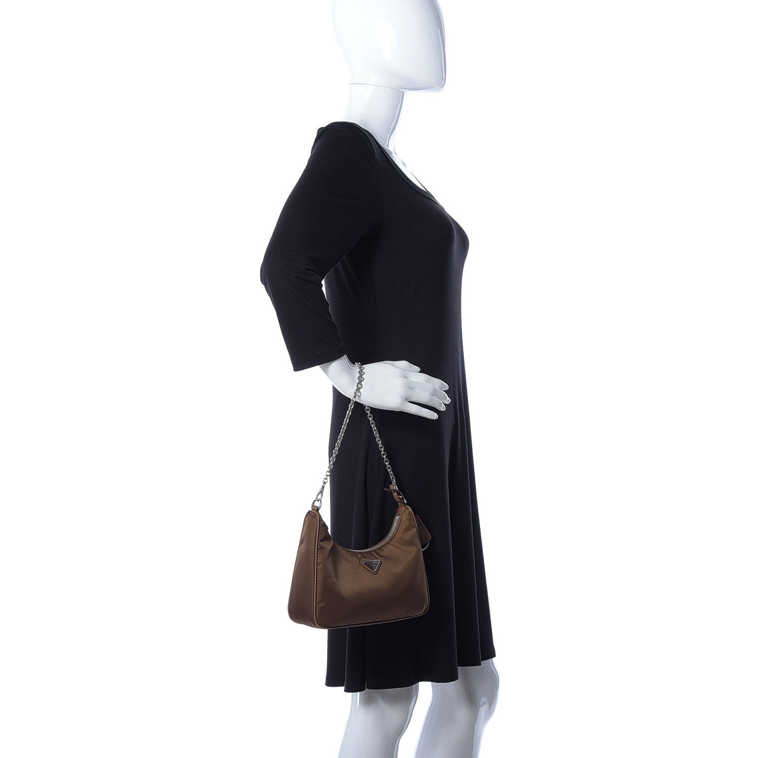 Prada Tessuto Nylon Saffiano Re-Edition 2005 Shoulder Bag Cacao 3 of 10