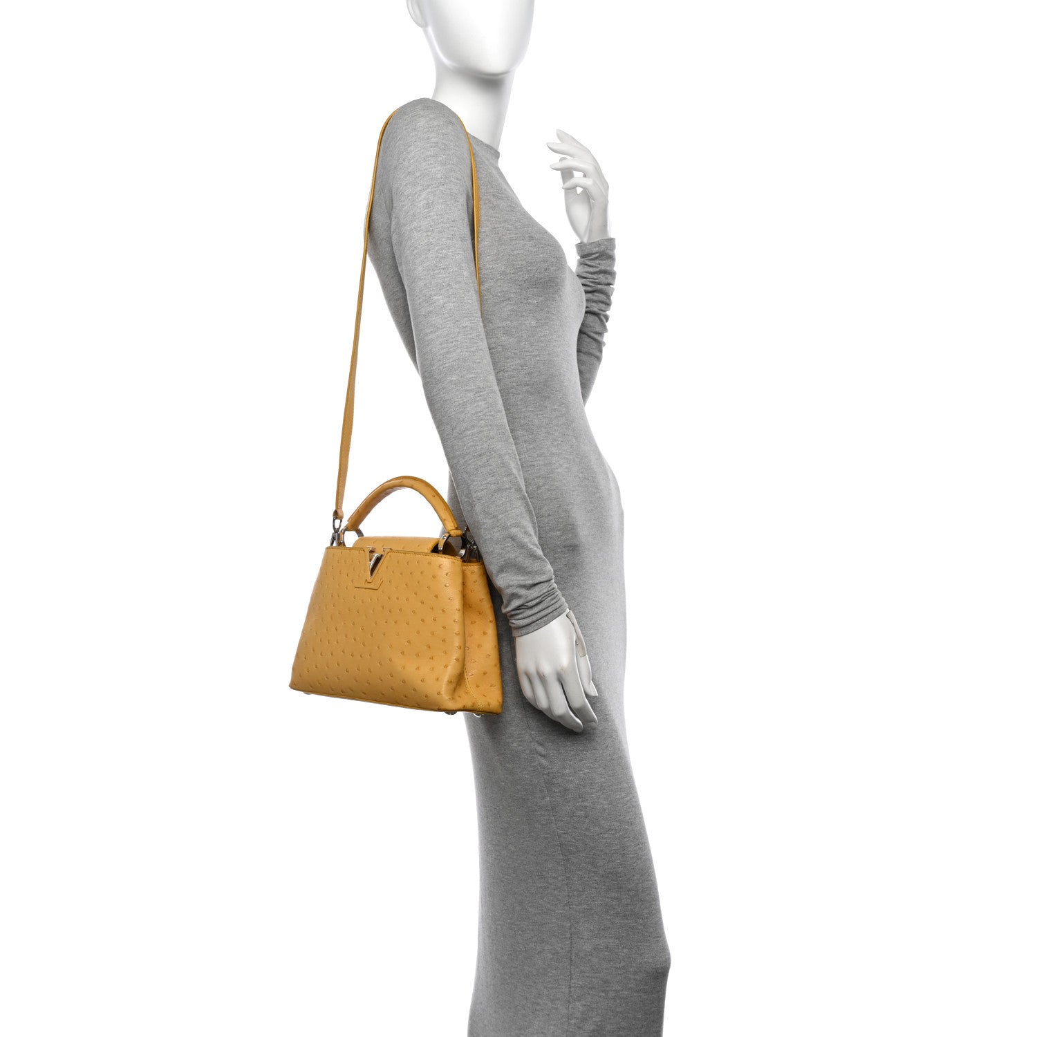 Louis Vuitton Ostrich Capucines BB Yellow 2 of 16