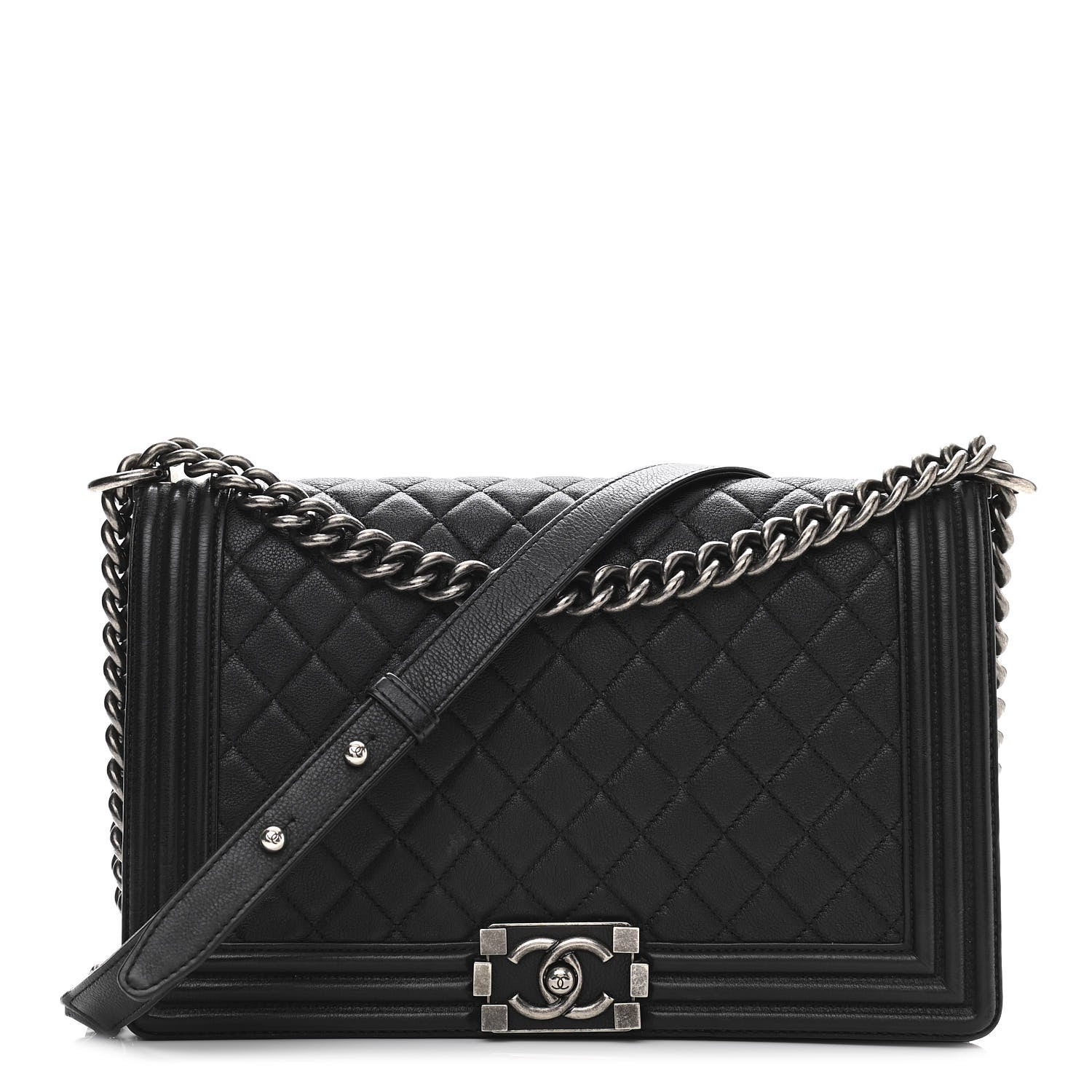 Chanel Grained Calfskin Quilted New Medium Boy Flap Black 1 of 13