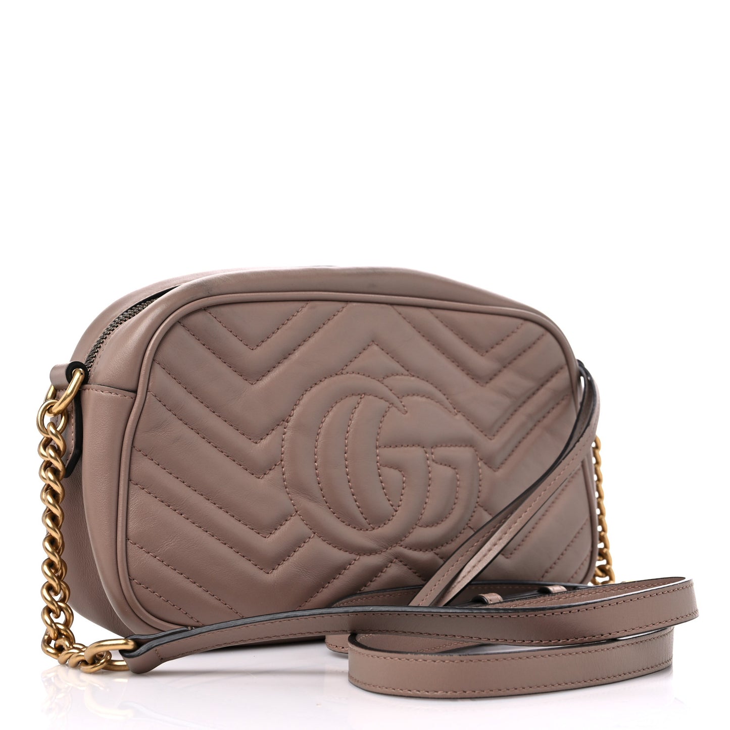 Calfskin Matelasse Small GG Marmont Chain Shoulder Bag Porcelain Rose