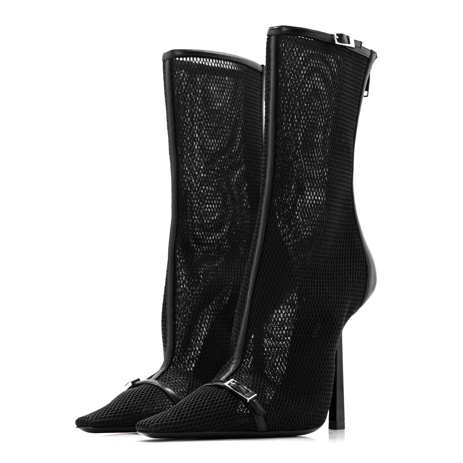 Saint Laurent Elba Applique Tulle Aston 115 Boots 35.5 Black 4 of 10