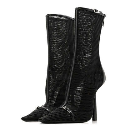 Saint Laurent Elba Applique Tulle Aston 115 Boots 35.5 Black 4 of 10