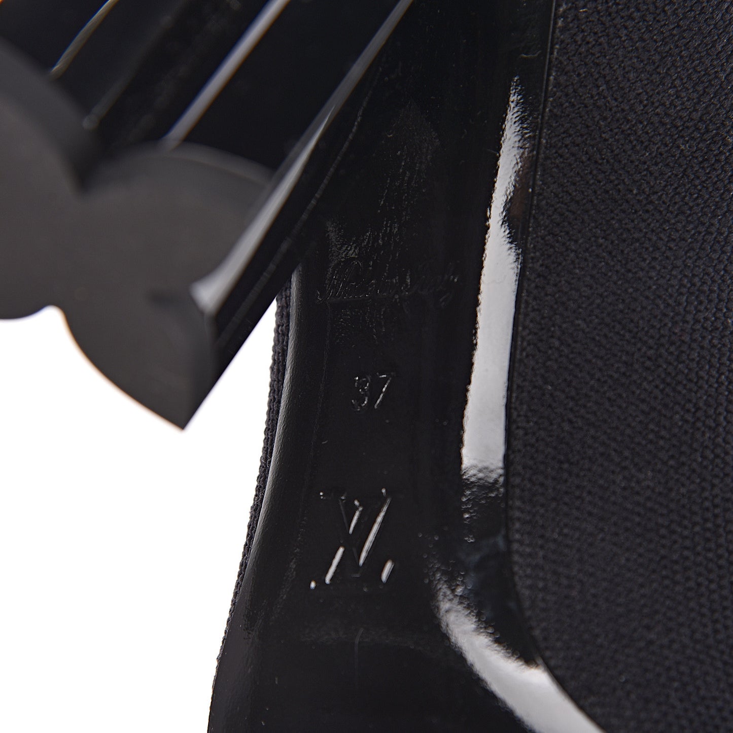 Stretch Fabric LV Black Heart Sock Ankle Boots 37 Black