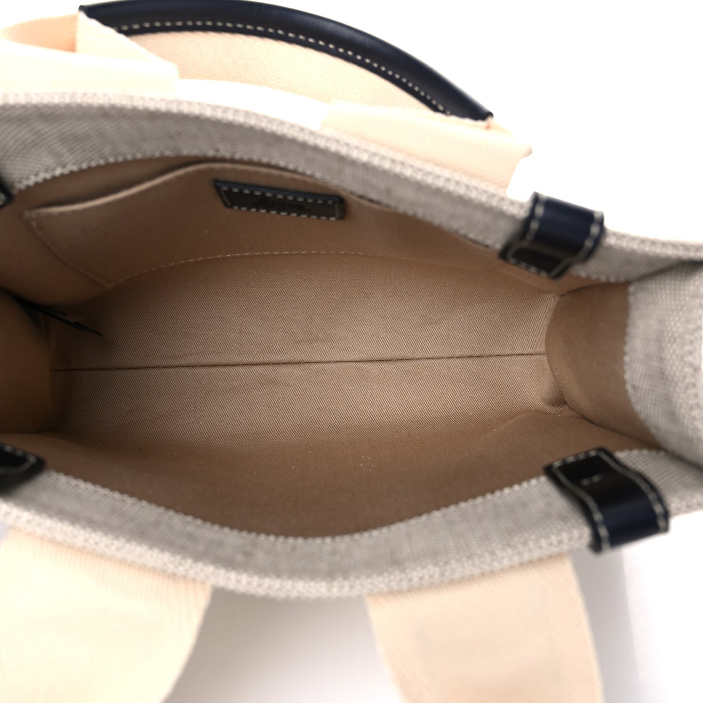 Cotton Calfskin Small Woody Ribbon Tote White