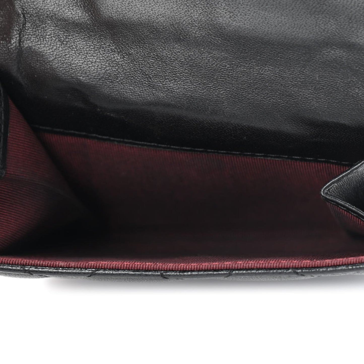 Lambskin Quilted Compact French Flap Wallet Black