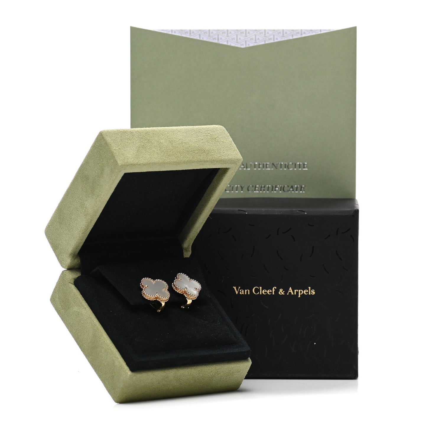 18K Yellow Gold Mother of Pearl Vintage Alhambra Earrings
