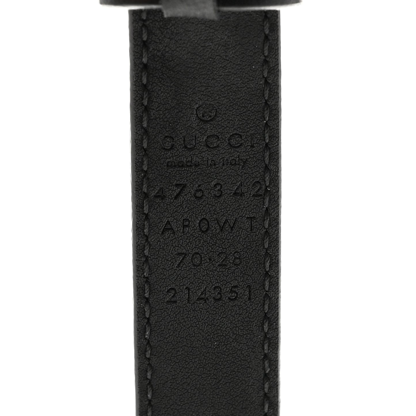 Calfskin Pearl Double G 20mm Belt 70 28 Black Cream