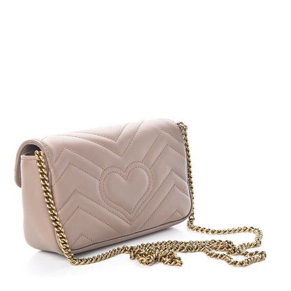 Gucci Calfskin Matelasse Super Mini GG Marmont Shoulder Bag Porcelain Rose 3 of 9