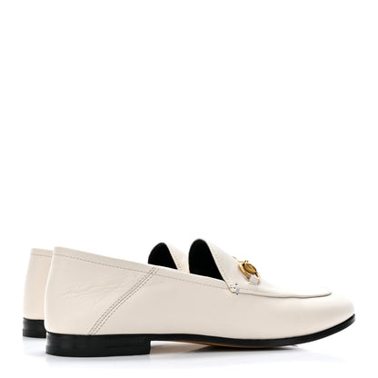 Gucci Lambskin Womens Brixton Horsebit Loafers 37 Mystic White 4 of 13