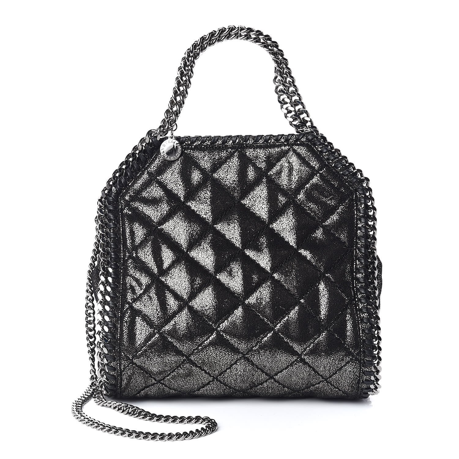 Stella McCartney Chamois Shiny Dotted Quilted Mini Falabella Tote Ruthenium 1 of 10