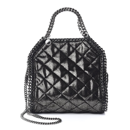 Stella McCartney Chamois Shiny Dotted Quilted Mini Falabella Tote Ruthenium 1 of 10