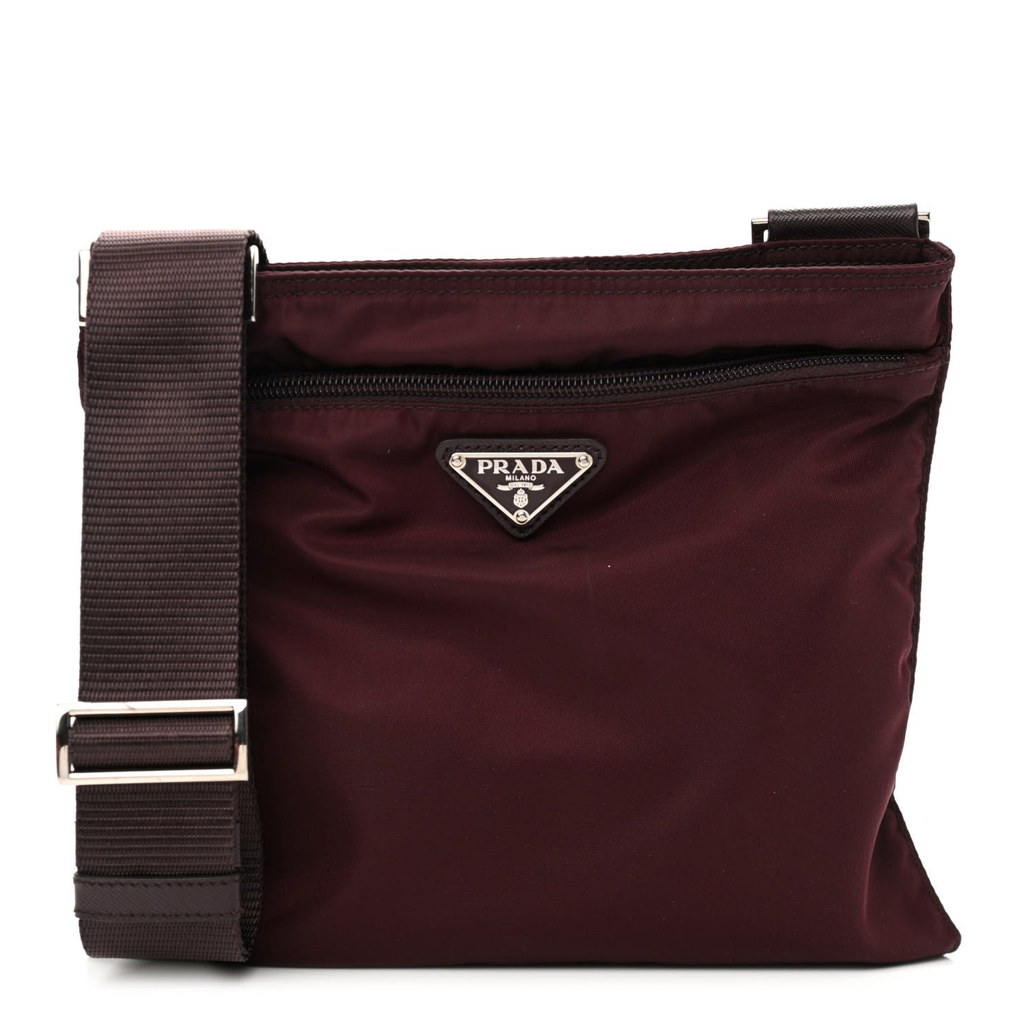 Tessuto Nylon Small Flat Messenger Bag Granato