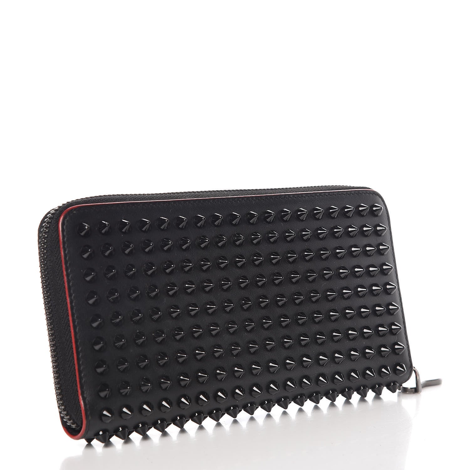 Christian Louboutin Calfskin Panettone Spiked Zip Around Wallet Black 3 of 7