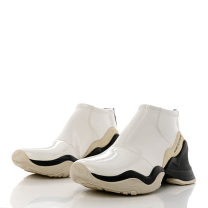 Fendi Vernice High-Tech Womens FFluid Zip Up Sneakers 36.5 White Black 3 of 12