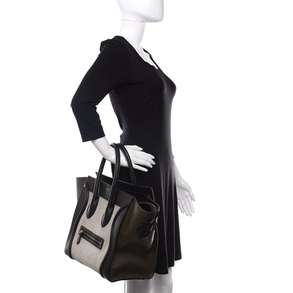 Celine Elephant Calfskin Mini Tri-Color Luggage Chalk 2 of 13