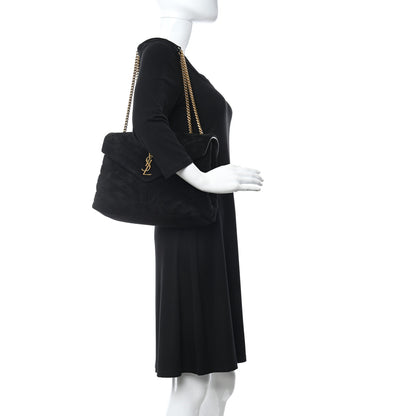 Saint Laurent Suede Y Quilted Monogram Medium Loulou Chain Satchel Black 2 of 9