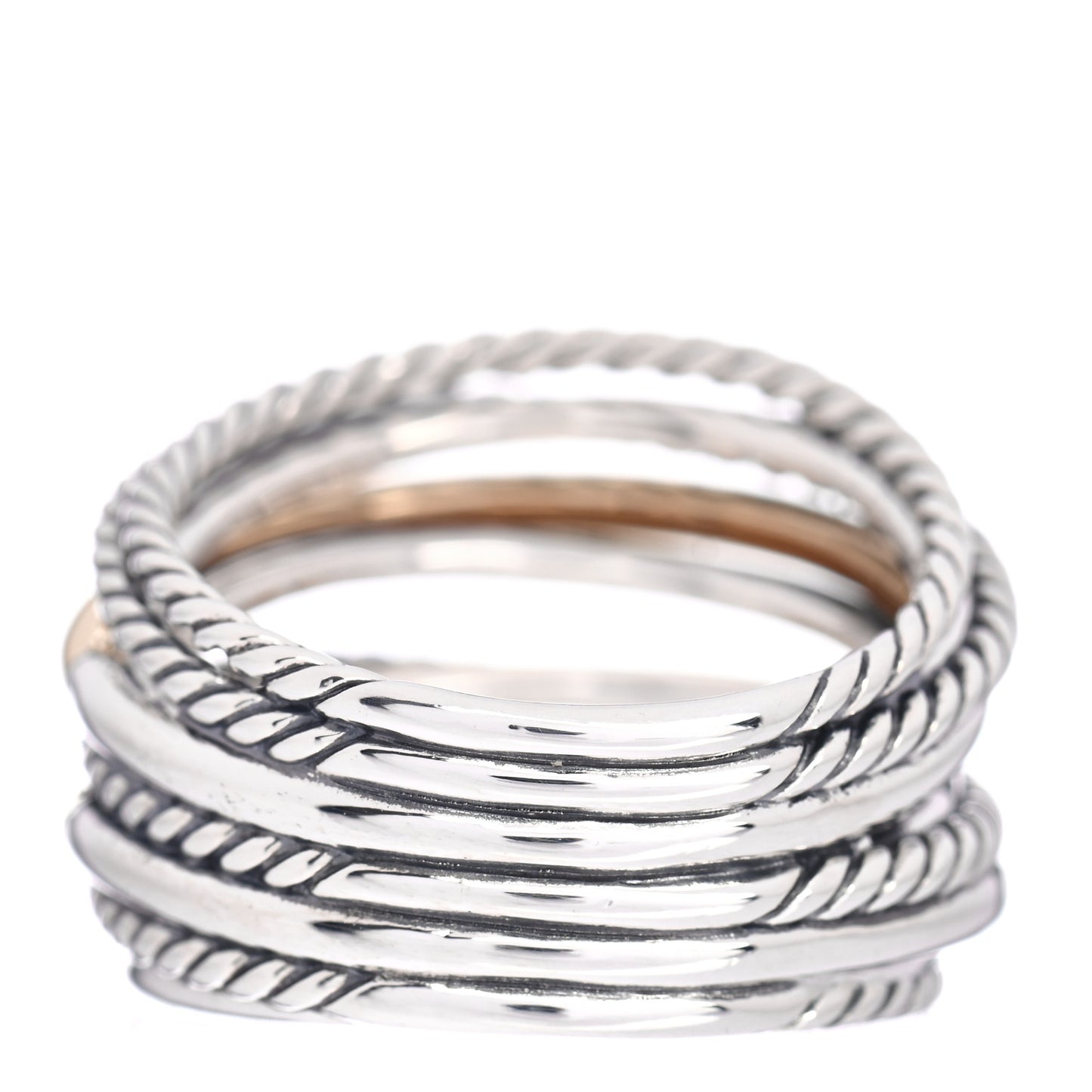 Sterling Silver 18K Yellow Gold Wide Crossover Collection Ring 57 8