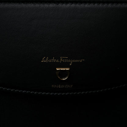 Salvatore Ferragamo Canvas Calfskin Gancini Bag Black 7 of 12