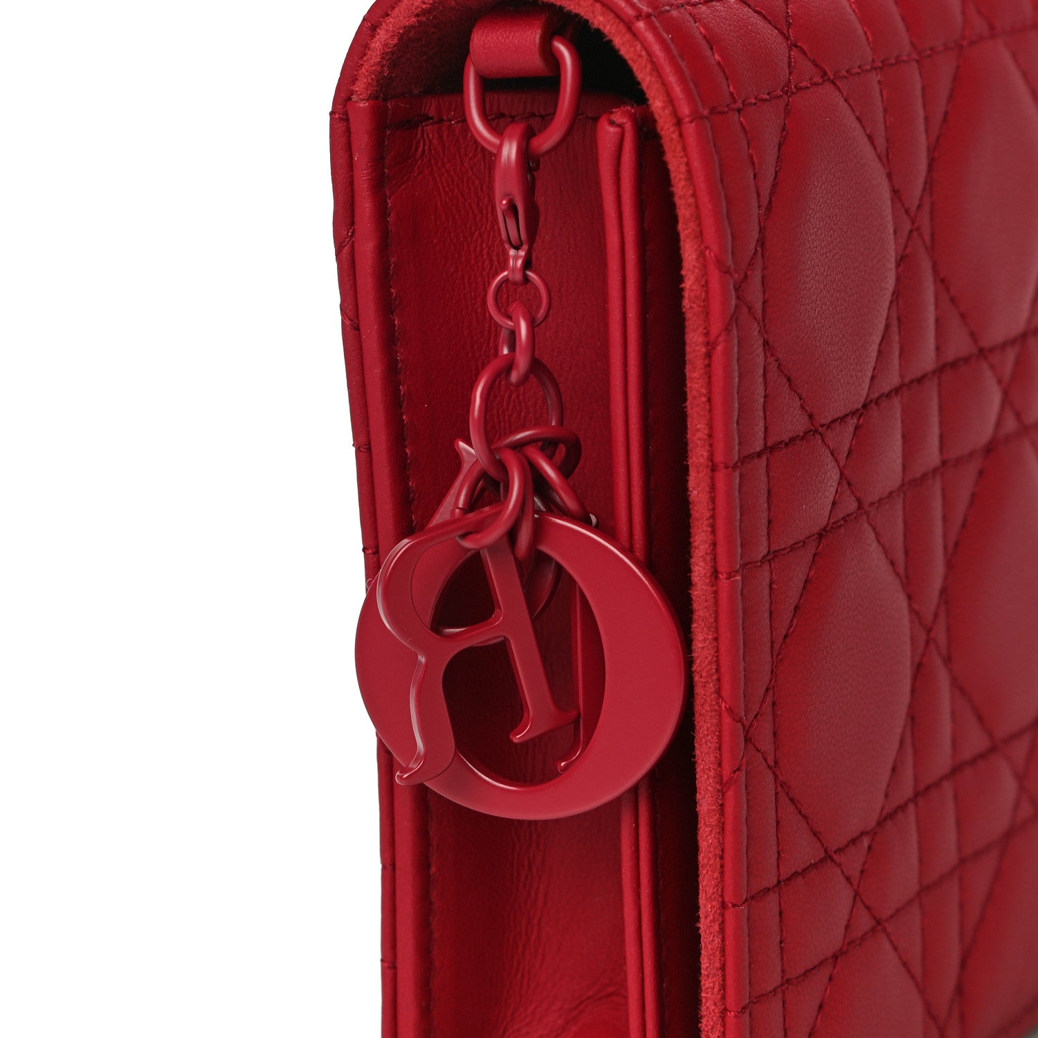 Christian Dior Ultra Matte Calfskin Cannage Lady Dior Clutch Cerise 15 of 17