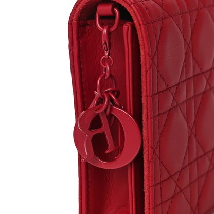 Christian Dior Ultra Matte Calfskin Cannage Lady Dior Clutch Cerise 15 of 17
