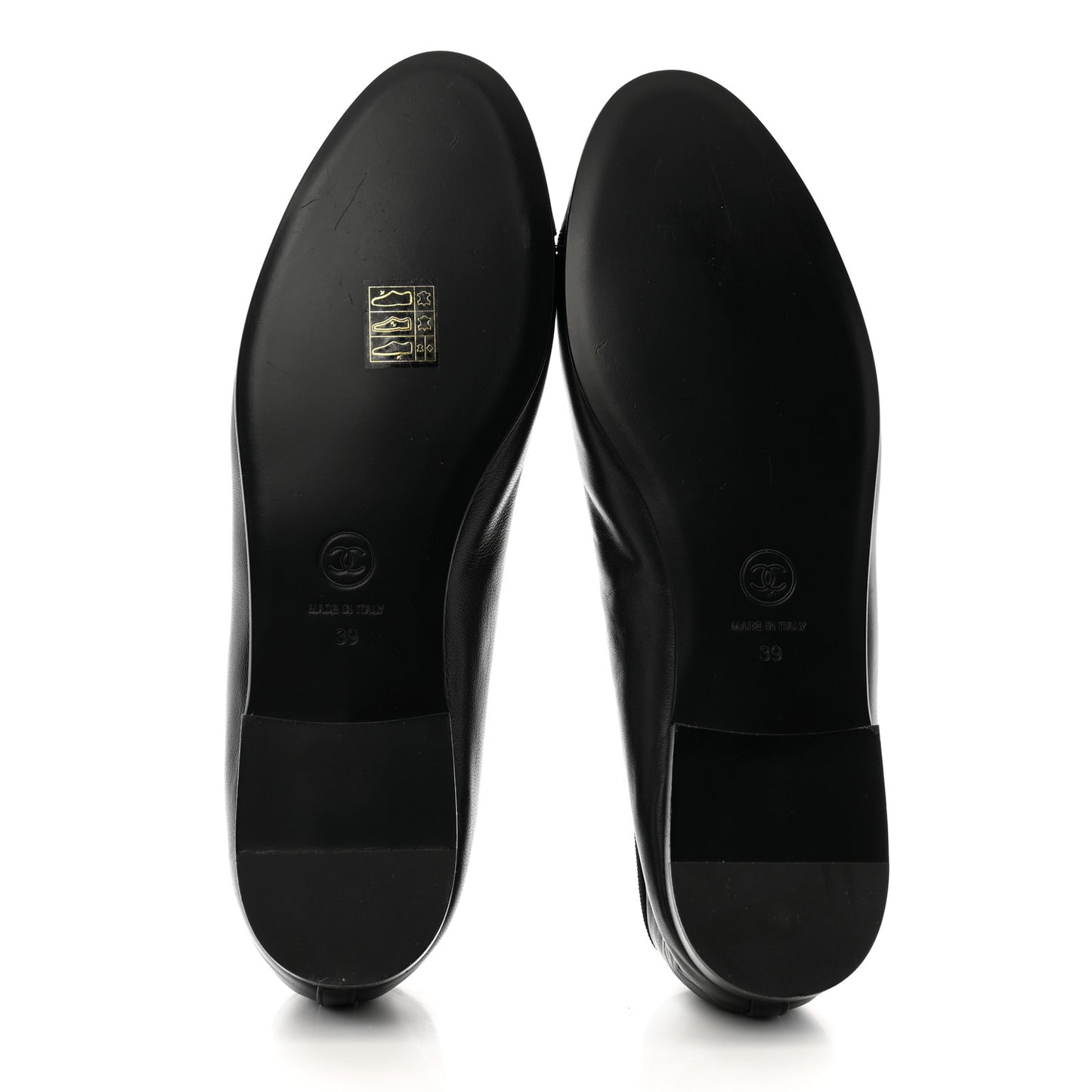 Lambskin Patent Cap Toe Ballerina Flats 39 Black