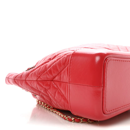 Chanel Aged Calfskin Chevron Quilted Small Gabrielle Backpack Dark Pink 9 of 10