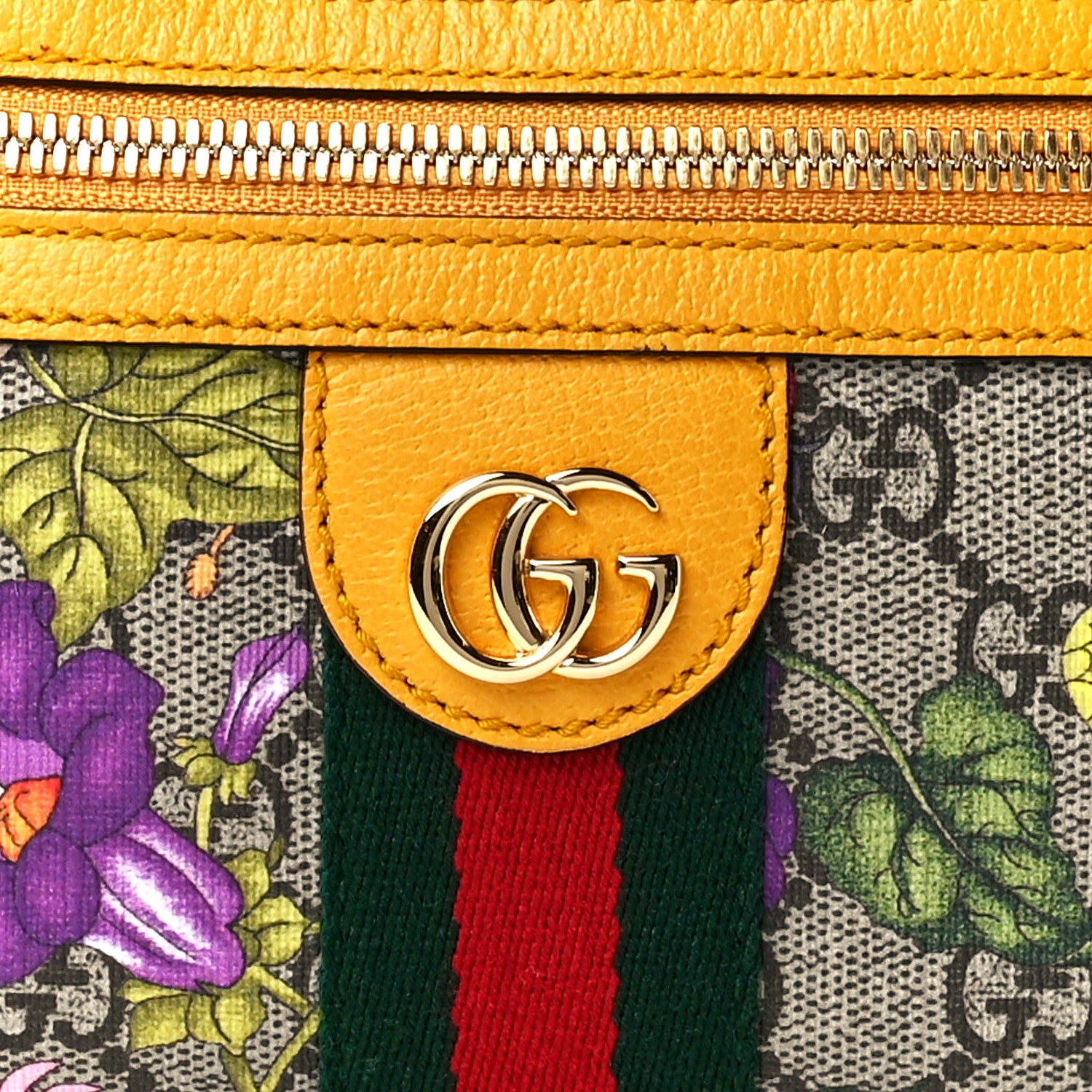Gucci GG Supreme Monogram Flora Medium Ophidia Belt Bag Beige Multicolor Crop 9 of 12