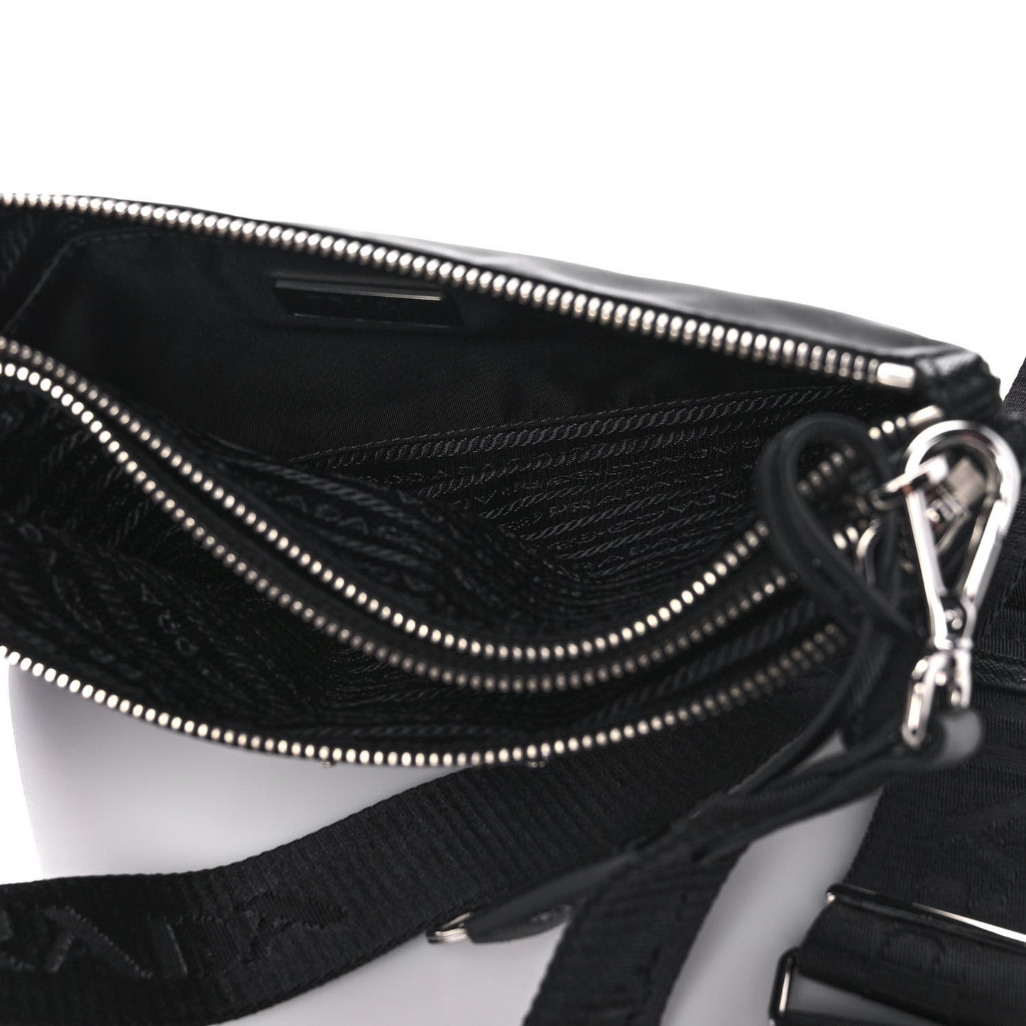 Re-Nylon Saffiano Re-Edition 2000 Double Zip Crossbody Bag Black