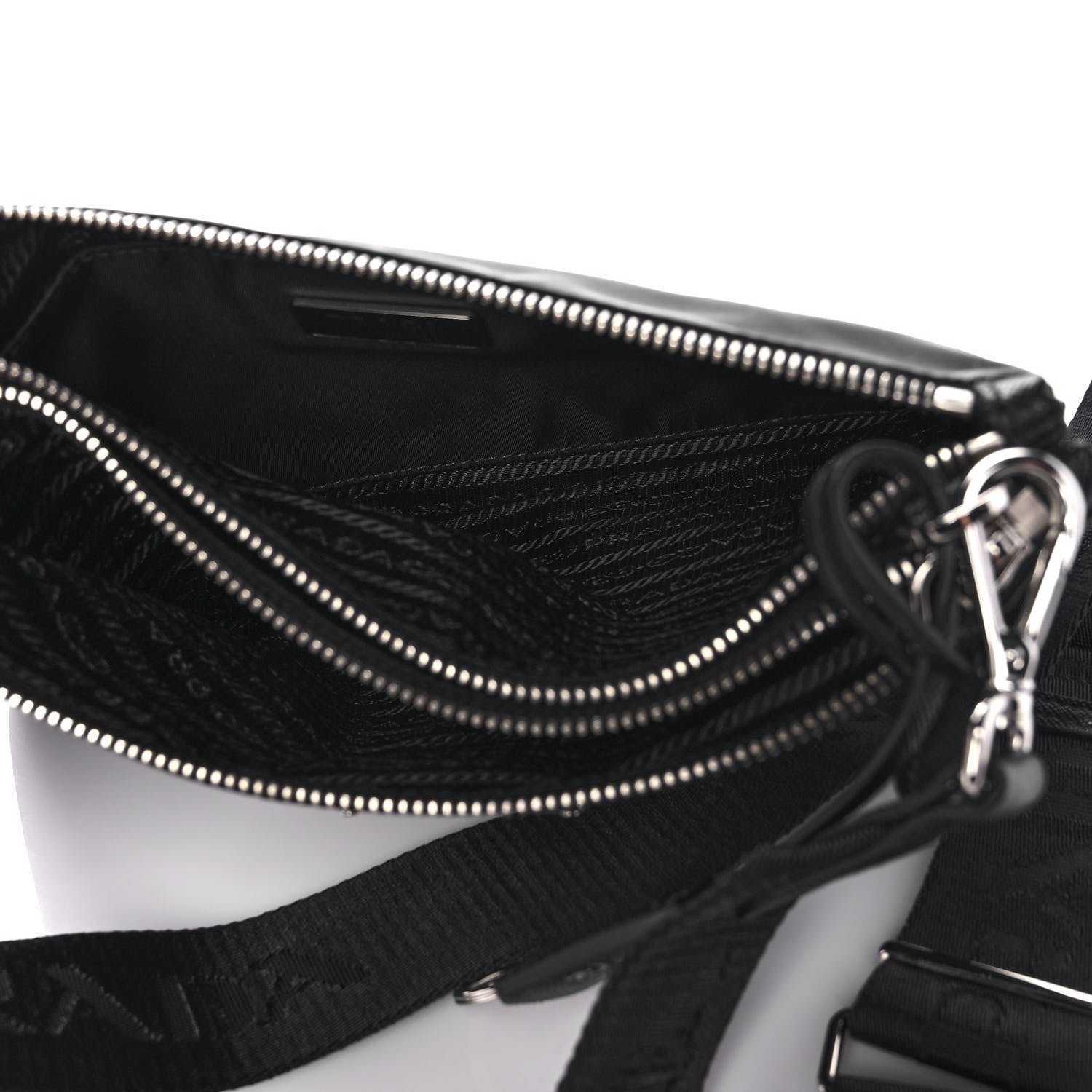 Prada Re-Nylon Saffiano Re-Edition 2000 Double Zip Crossbody Bag Black 5 of 14