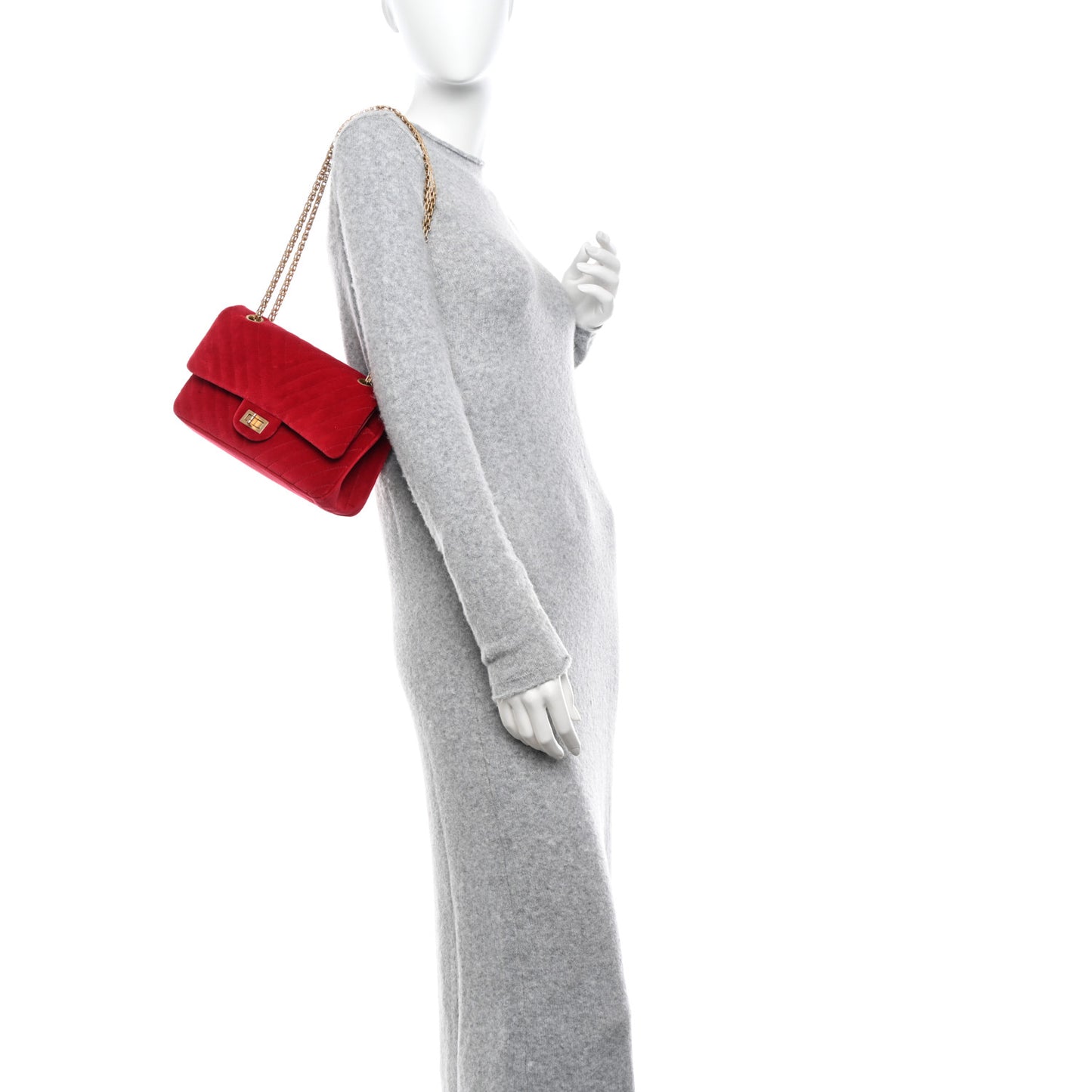 Velvet Chevron Quilted 2.55 Reissue 225 Flap Red