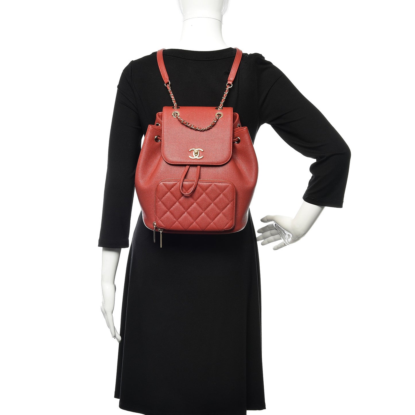 Caviar Quilted Business Affinity Backpack Dark Red